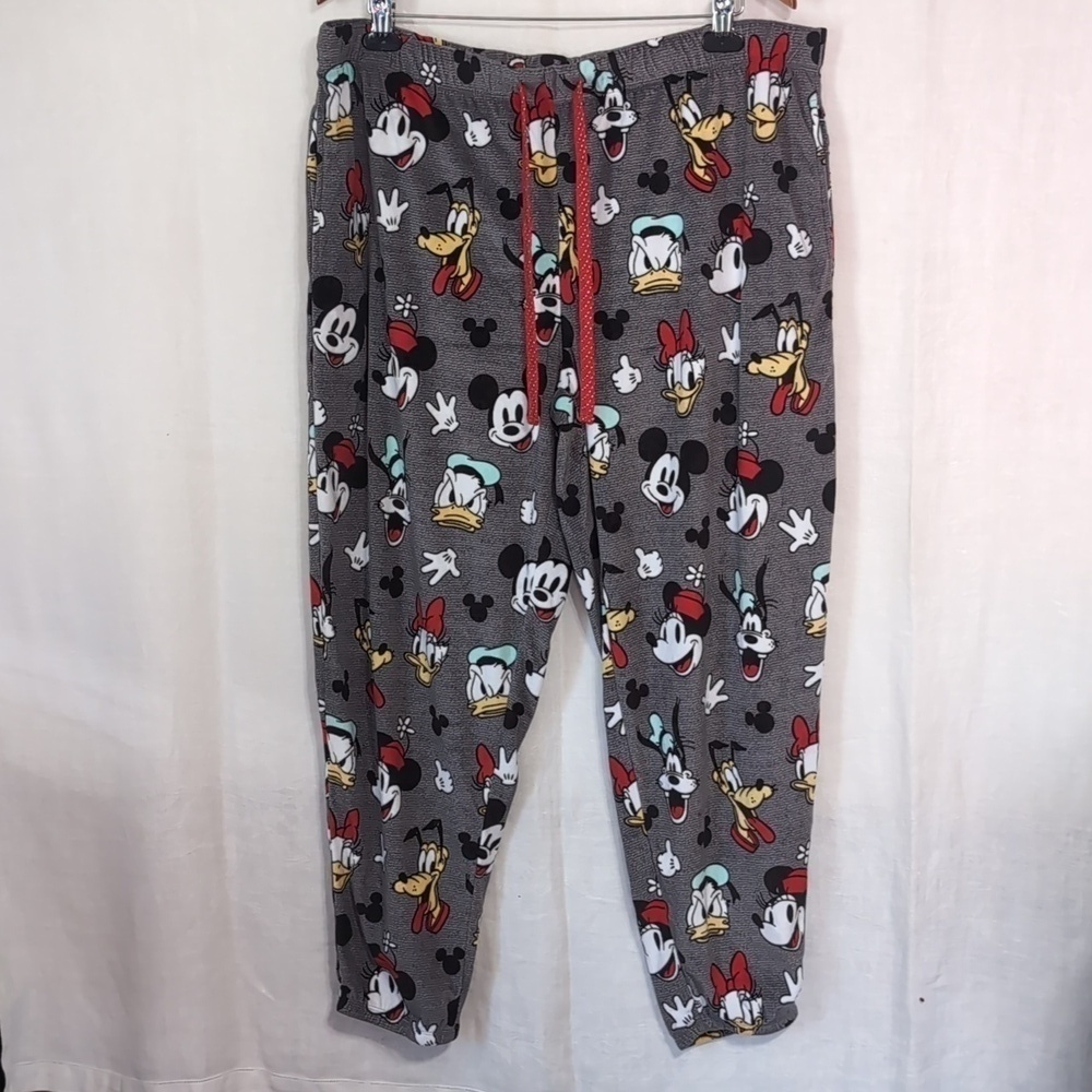 Disney Grey Mickey Mouse Donald Duck Plush Pajama Pant size Extra Large - Picture 1 of 6